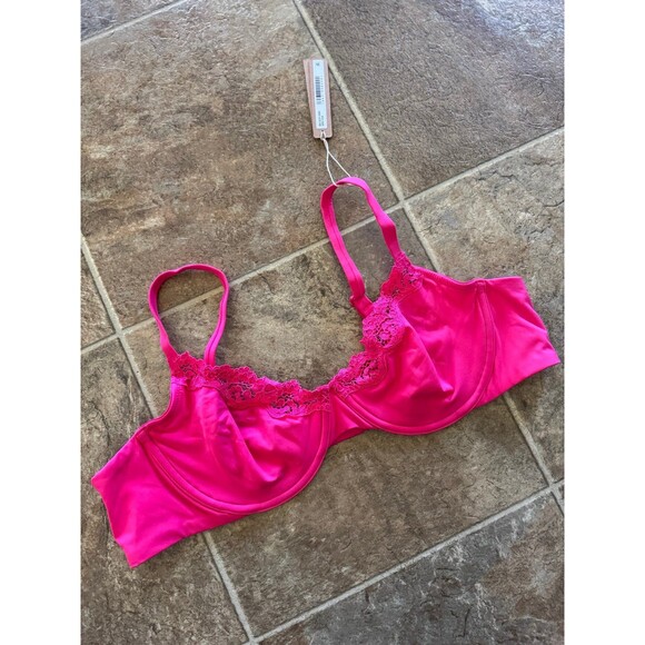Skims Fits Everybody Lace Underwire Bra Neon Rose Size 42A - Picture 2 of 8